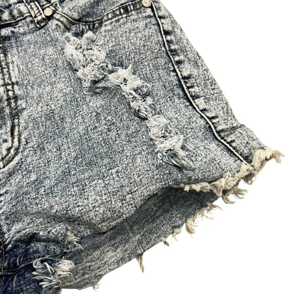 Gogo Star Acid Wash Distressed Denim Shorts 11 - Picture 3 of 5